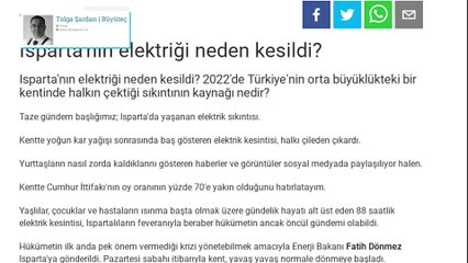 5 dakikada Isparta'nın elektriği neden kesildi? (Tolga Şardan)