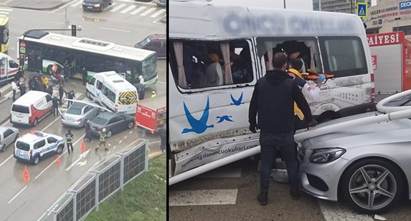 Öğrenci servisi ile halk otobüsü çarpıştı, yaralılar var