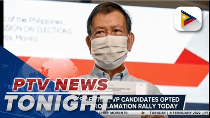 Other presidential, VP candidates opted not to hold proclamation rally today; Montemayor-David tandem holds proclamation rally in Pasay
