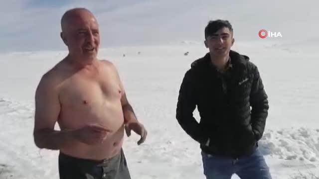 Çılgın Sivaslı yine soğuğa meydan okudu