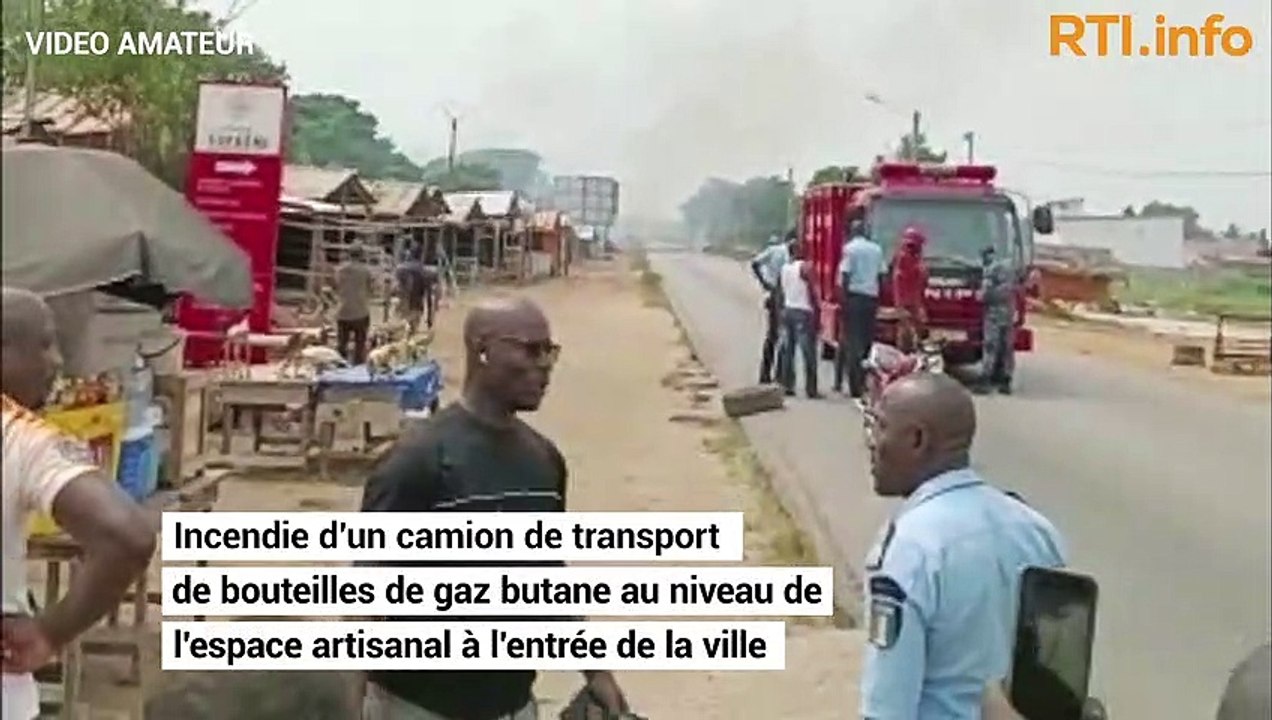 Grand-Bassam : un camion de transport de bouteilles de gaz prend feu