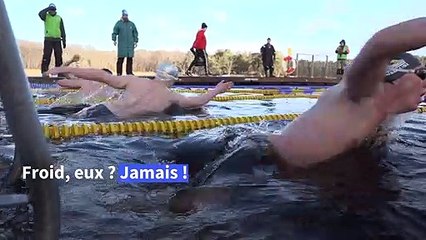 A Stockholm, une compétition de natation dans un lac glacé