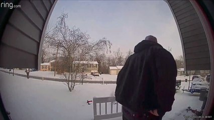 Fresh Snowfall Equals Man Falling Down Stairs