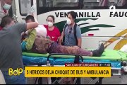 SJL: bus impacta contra ambulancia que trasladaba a paciente, choque dejó cinco heridos