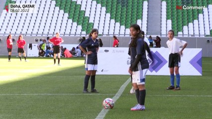 Beckham attends Amateur Women's football tournament at Qatar's Education Stadium