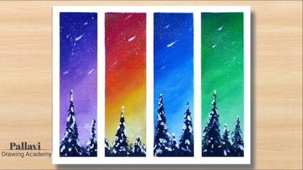 Easy and beautiful winter nature scene with Poster color __ Pallavi Drawing Academy