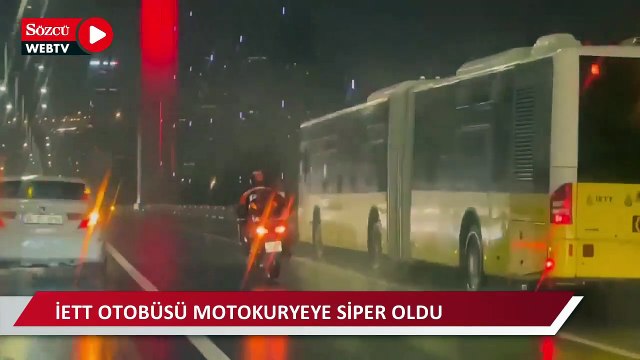 İETT otobüsü ve otomobil motokuryeye böyle siper oldu
