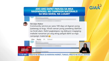 Ano ang dapat parusa sa mga nagpapaskil ng campaign materials sa mga bawal na lugar? | UB