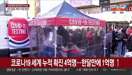 코로나19 세계 누적확진 4억명…한달만에 1억명 증가