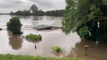 House floating down Manning River 2021 floods