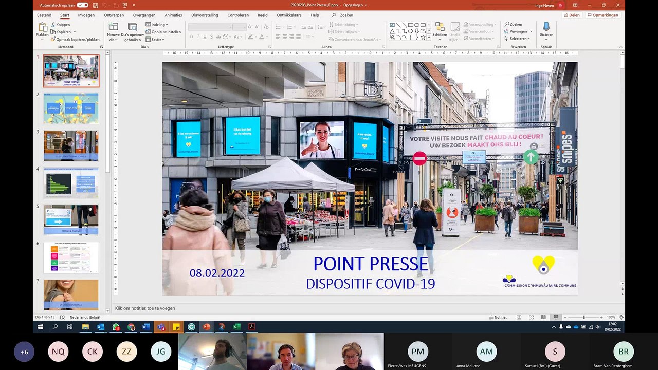 Situation épidémiologique et vaccinale à Bruxelles point press dispositif COVID-19  du 08 02 2022