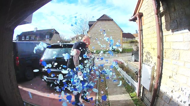 'Gender reveal GOES WRONG when balloon UNEXPECTEDLY BURSTS in the driveway '