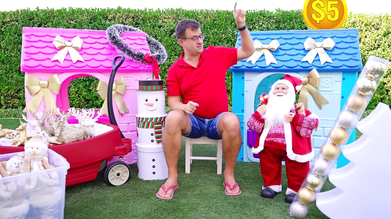 Diana and Roma Help mom and decorate the Christmas tree