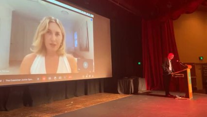 Olympic gold medalist Ariarne Titmus speaking at The Examiner's Junior Sport Awards 2021 - November 2021 - The Examiner