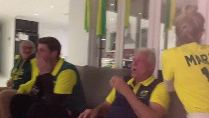 Dylan Martin's family celebrates Australia's goal