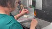 Launceston glass artist Helene Boyer demonstrates how she works her glass - November 2021 - The Examiner
