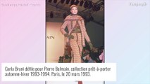 Carla Bruni : Ventre à l'air et robe très courte, mannequin sublime pour Balmain