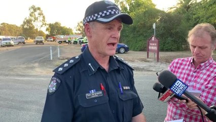 Police speak to the media at Barnawartha train derailment