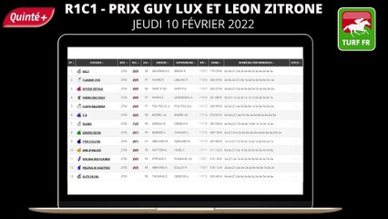 Minute Quinté TURF FR : PRIX GUY LUX ET LEON ZITRONE - Jeudi 10 Fevrier 2022 - Paris Vincennes  PMU #268241