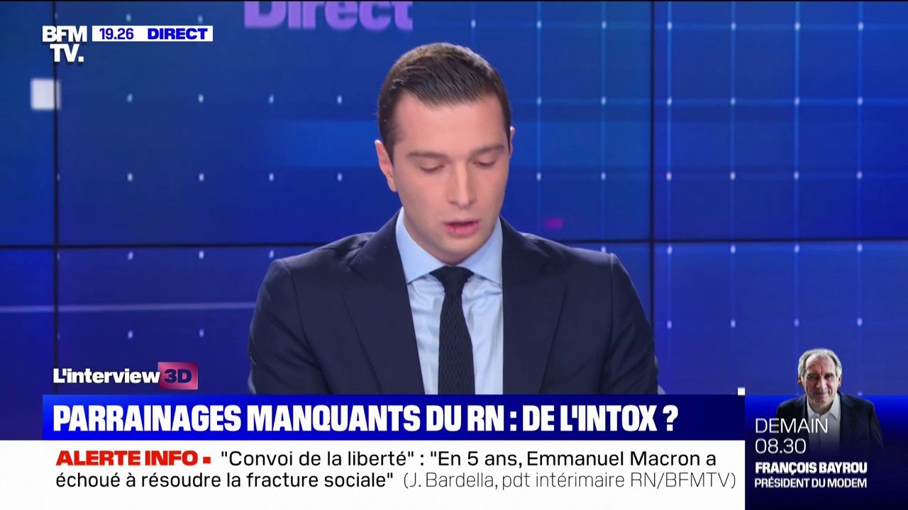 Jordan Bardella: "Pour l'instant, nous n'avons pas" les 500 parrainages