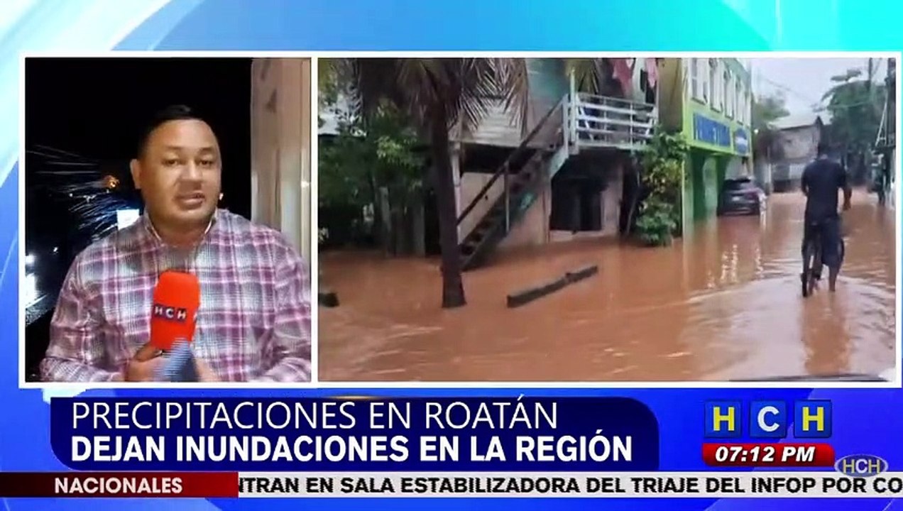 Anegadas calles en Islas de La Bahía debido a lluvias