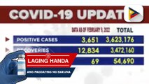 3,651 na bagong kaso ng COVID-19 ang naitala sa bansa ayon sa DOH