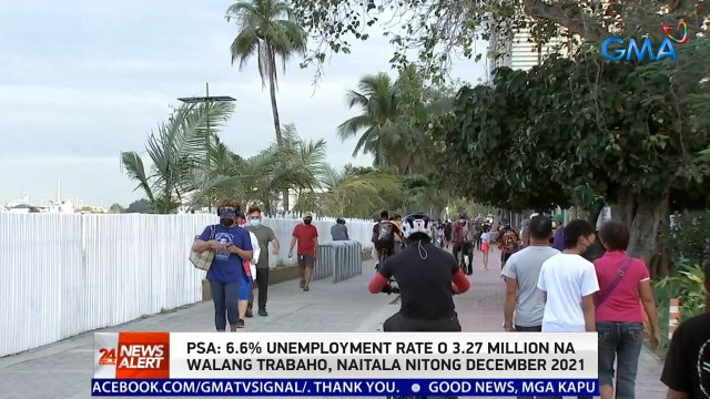 PSA: 6.6% unemployment rate, naitala nitong December 2021 | 24 Oras News Alert