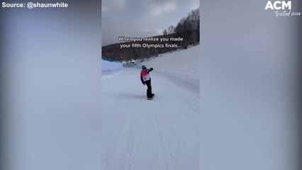 Shaun White celebrates after qualifying for men's halfpipe final at Winter Olympic Games Beijing 2022 | February 10, 2022 | ACM