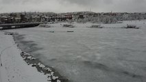 Beyşehir Gölü kar yağışıyla yeniden beyaza büründü