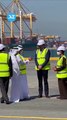 Prince William in UAE:  Being briefed at the Jebel Ali Port about container operations and how the world’s biggest human-made harbour prevents illegal wildlife traffic.