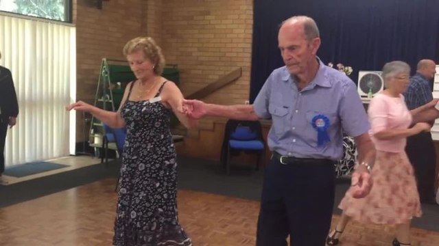 Arthur Dixon dances the Rosita waltz with Port Macquarie Senior Citizens Club president Marjorie Utley