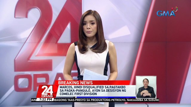 Marcos, hindi disqualified sa pagtakbo sa pagka-pangulo, ayon sa desisyon ng Comelec 1st division | 24 Oras
