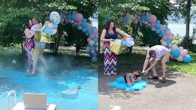 'New York couple's gratifying gender reveal involves a GUITAR SMASH! '