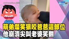 萌弟燦笑狠咬爸爸這部位 他崩潰尖叫老婆笑翻