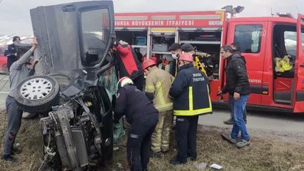 Orhangazi'de takla atan aracın sürücüsü yaralandı