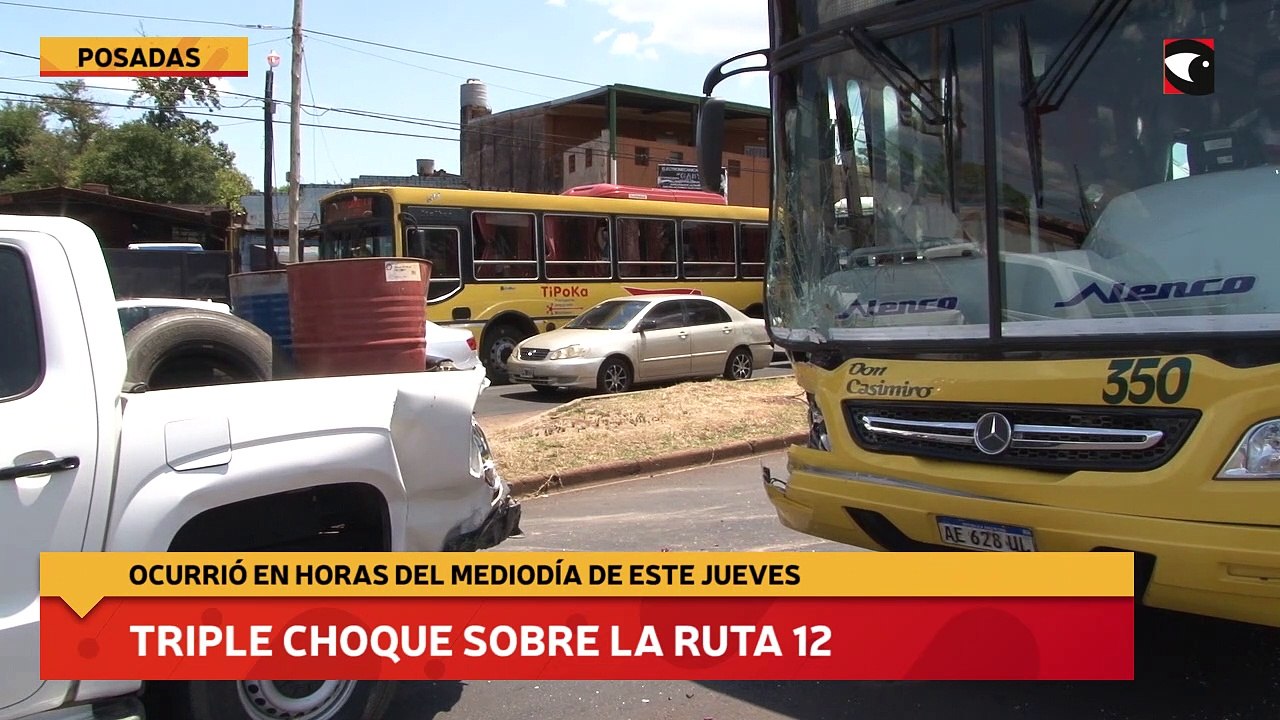 Triple choque sobre la Ruta 12