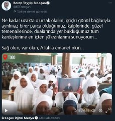 Cumhurbaşkanı Erdoğan'dan Afrika'dan gelen geçmiş olsun mesajlarına teşekkür