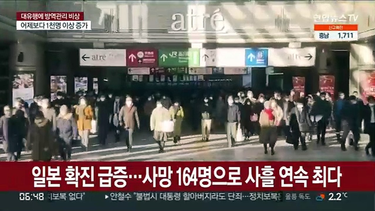 일본 확진 급증…사망 164명으로 사흘 연속 최다