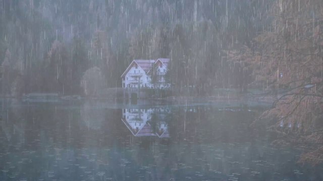The rain falls on the lake - Beautiful landscape in the rainforest