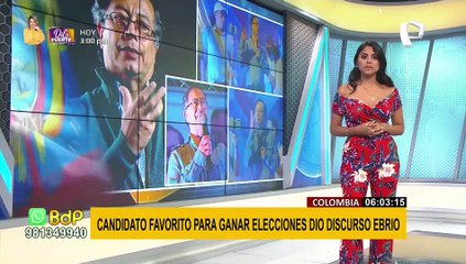 Candidato presidencial favorito de Colombia brindó discurso ebrio: "me cayó mal un trago"