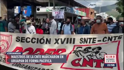 Marcha pacífica de maestros de CNTE en Uruapan