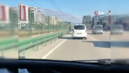 Bursa'da tehlikeli maraton... O anlar kamerada
