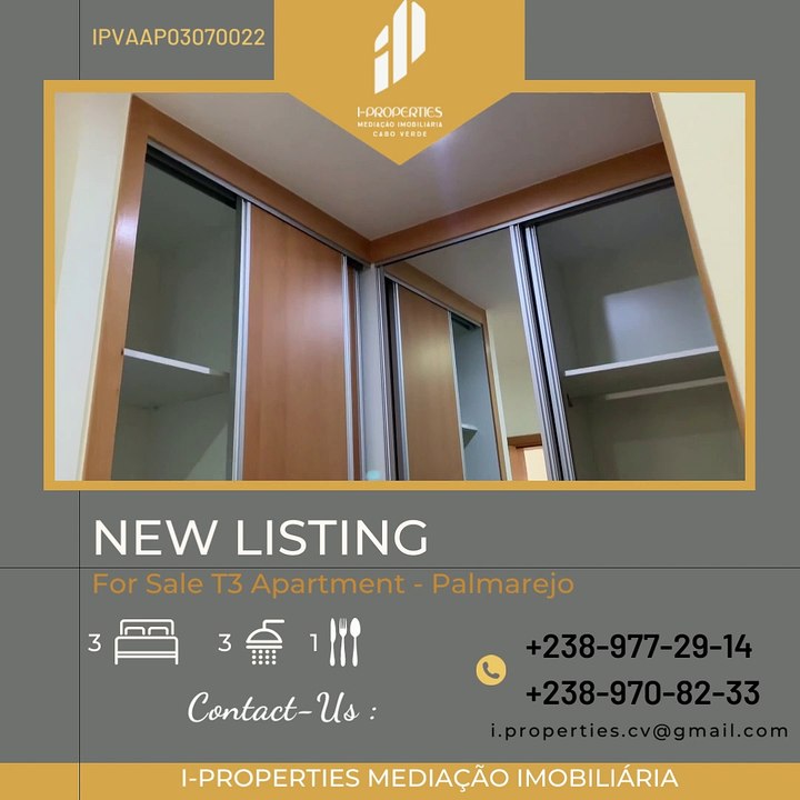 I-PROPERTIES CABO VERDE  Vende-Se !  Apartamento T3 em Palmarejo. For Sale ! T3 Apartment in Palmarejo.