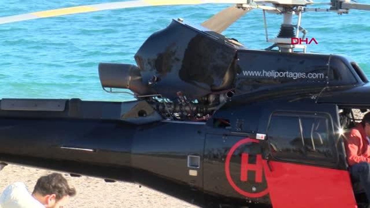 BİSİKLET TURUNU HAVADAN TAKİP EDEN HELİKOPTER SAHİLE ACİL İNİŞ YAPTI
