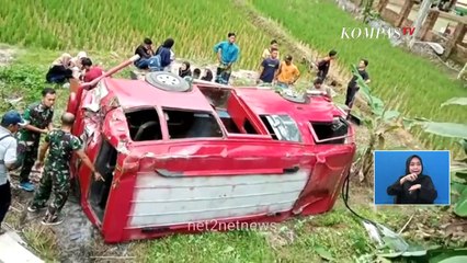 Mobil Elf Rombongan Pelajar SMK jatuh ke Jurang, 1 Tewas dan 12 Lainnya Luka-Luka