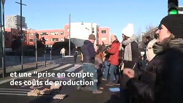 Devant le siège de Carrefour, des producteurs d'œufs réclament une revalorisation des prix