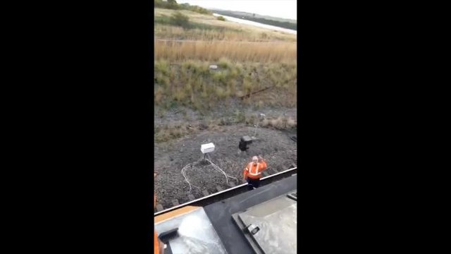 Train driver tells protester to 'F-off'