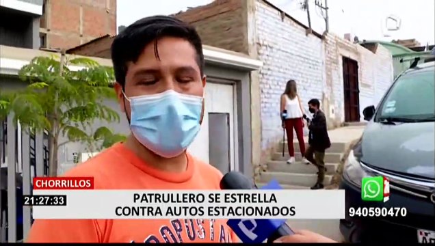 Chorrillos: patrullero perdió el control y chocó contra tres vehículos estacionados