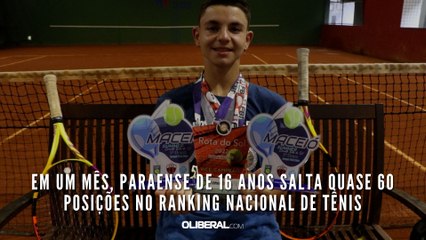 Em um mês, paraense de 16 anos salta quase 60 posições no ranking nacional de tênis
