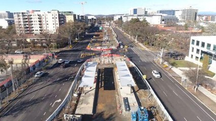 A bird's eye view of Canberra's light rail tracks